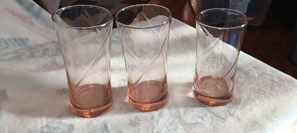 Pink Depression Glass Tumblers Pink Swirl